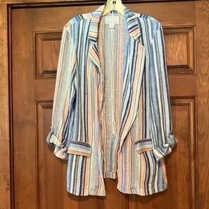 Caslon Blue and Orange Striped Blazer